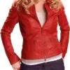 emma swan once upon a time red real leather jacket