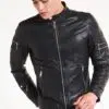 Atlanta Men Black Leather Motorcycle Jacket-front