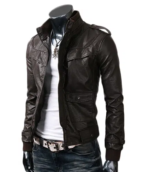 Mens Slim fit Rider Real Leather Biker Jacket - Image 2