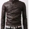 Slimfit-Rider-Button-Pocket-Brown-Leather-Jacket