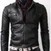 Slimfit-Rider-Strap-Pocket-Black-Leather-Jacket