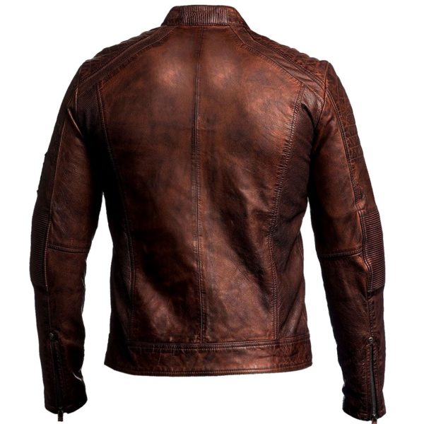 cafe racer brown leather biker jacket