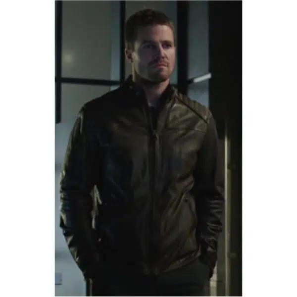 stephen-amell-brown-leather-jacket