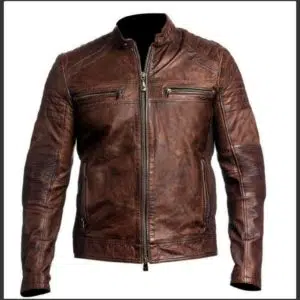 Cafe Racer Sporty Distressed Brown Leather Jacket-shades