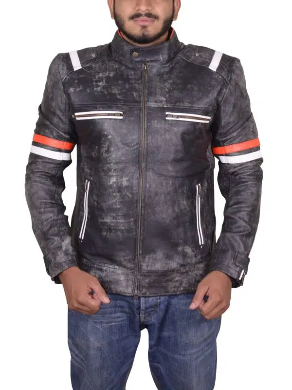 David Beckham Brando Biker Leather Jacket-front