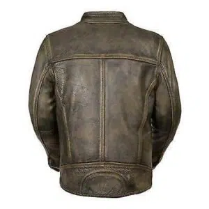 Mens Cafe Racer Distressed Green Leather Jacket-back