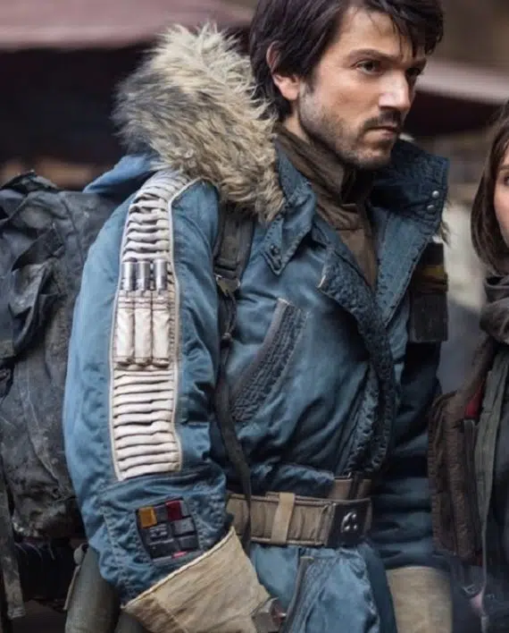 Rogue One Deigo Luna Fur Jacket - Star Wars Captain Cassian Andor Jacket