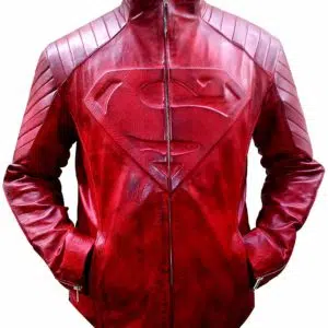Superman Smallville Red Waxed Leather Jacket-front