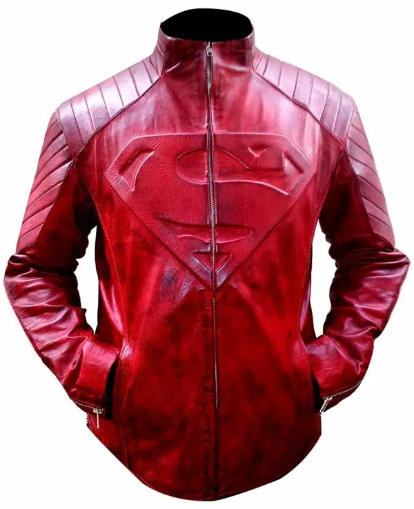 Superman Smallville Red Waxed Leather Jacket-front