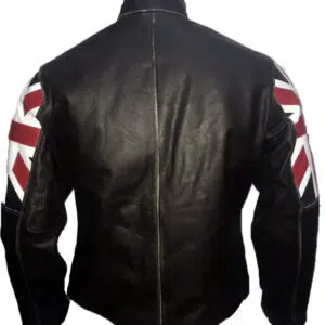 UK Flag Cafe Racer Leather Jacket-back