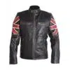 UK Flag Cafe Racer Leather Jacket-front