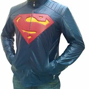 superman blue leather jacket