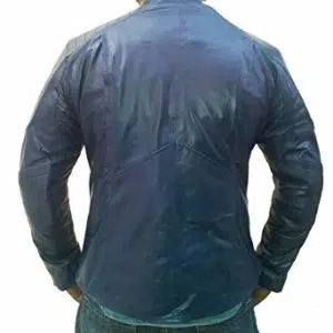 superman blue leather jacket-back