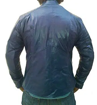 superman blue leather jacket-back