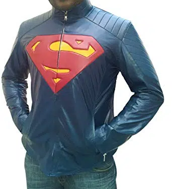 superman blue leather jacket