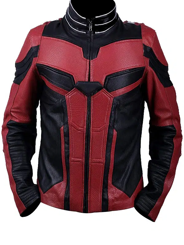 Ant-Man 2 Paul Rudd Red and Black Real Leather Jacket Front